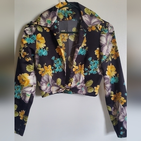 Vintage 1970 3 pieces set, size 6, black floral - Picture 2 of 13